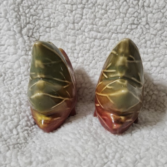 Vintage Ceramic Pottery Maple Leaf Salt & Pepper Shakers Fall Ombre Thanksgiving - Picture 3 of 8